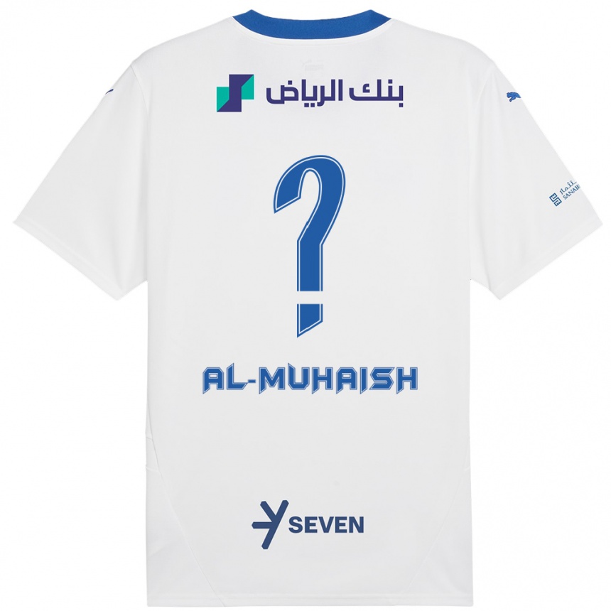 Homme Football Maillot Mohammed Al-Muhaish #0 Blanc Bleu Tenues Extérieur 2024/25