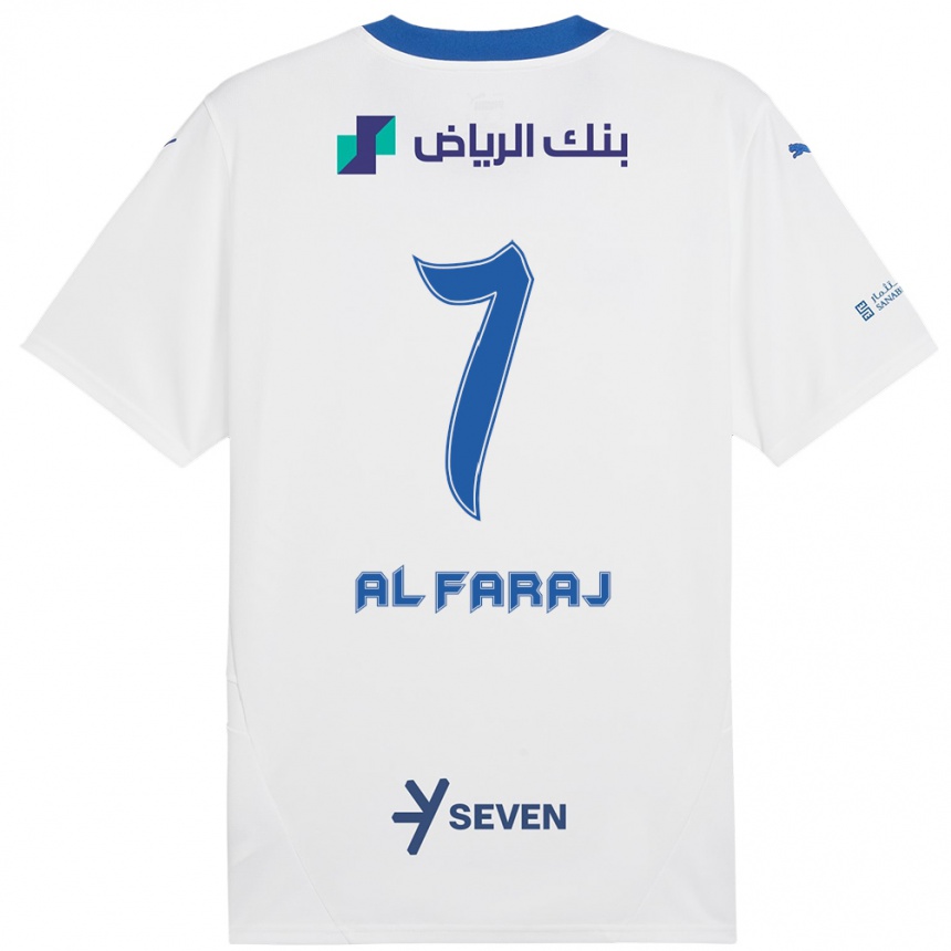 Homme Football Maillot Salman Al-Faraj #7 Blanc Bleu Tenues Extérieur 2024/25