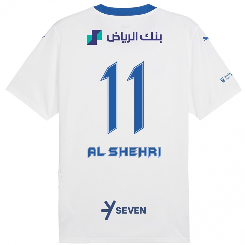 Homme Football Maillot Saleh Al-Shehri #11 Blanc Bleu Tenues Extérieur 2024/25