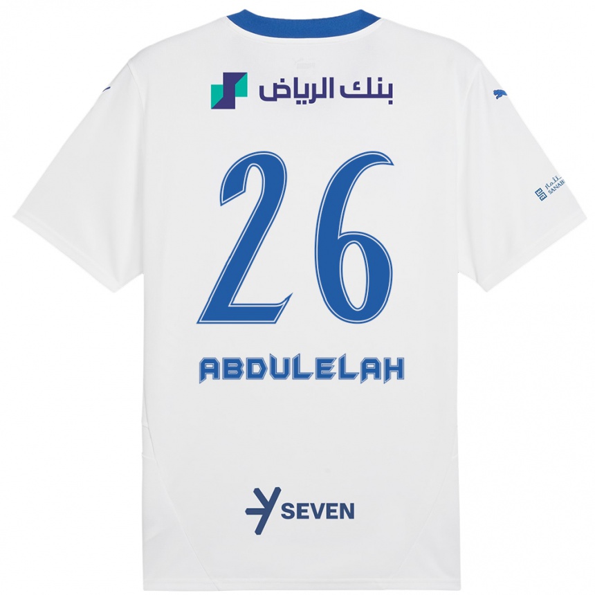 Homme Football Maillot Abdulelah Al-Malki #26 Blanc Bleu Tenues Extérieur 2024/25