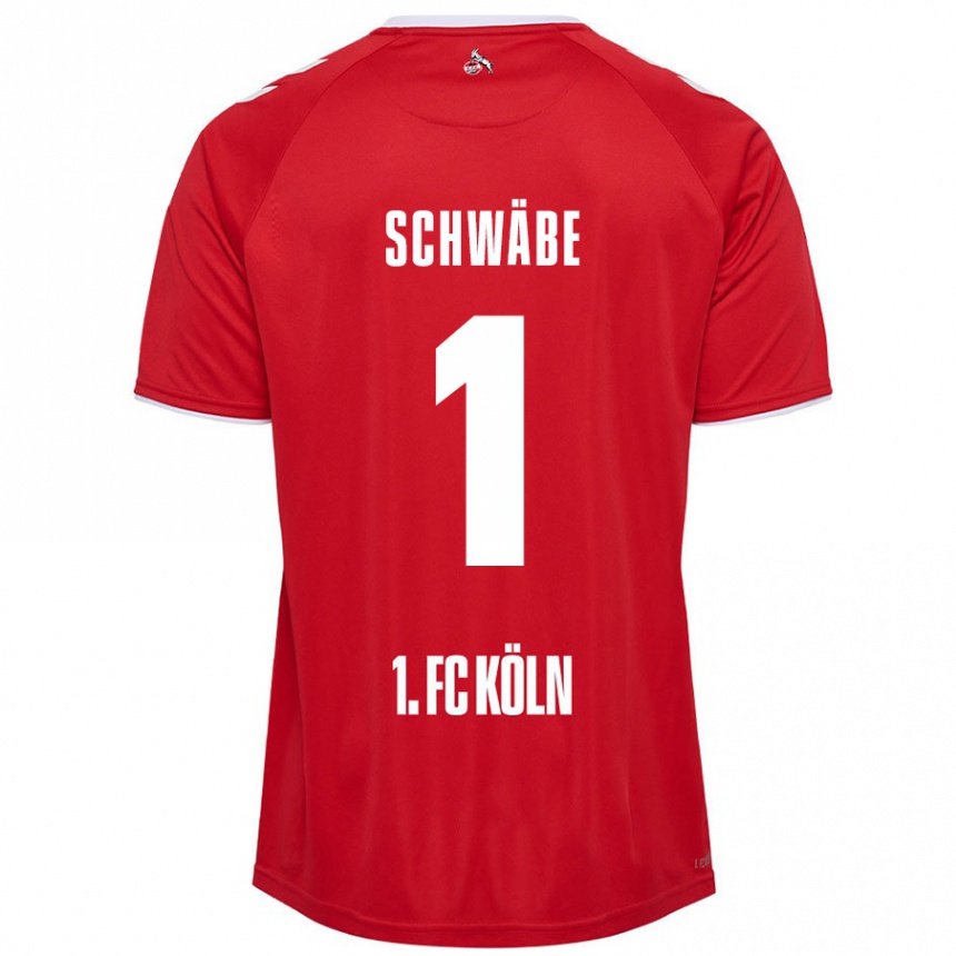 Homme Football Maillot Marvin Schwäbe #1 Rouge Blanc Tenues Extérieur 2024/25