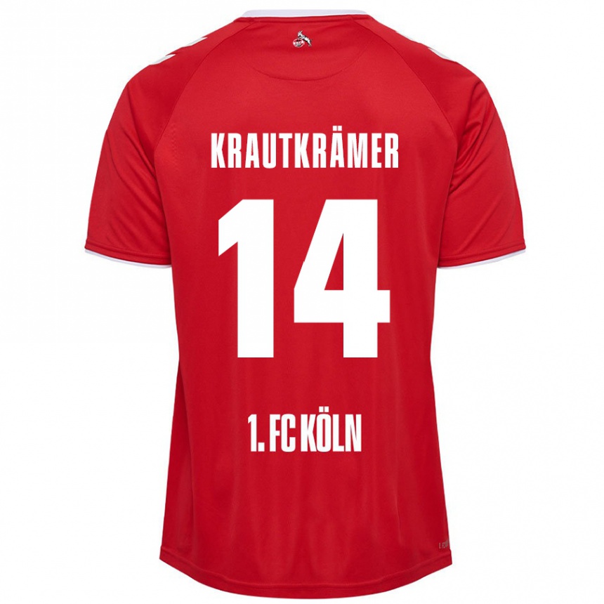 Homme Football Maillot Jakob Krautkrämer #14 Rouge Blanc Tenues Extérieur 2024/25