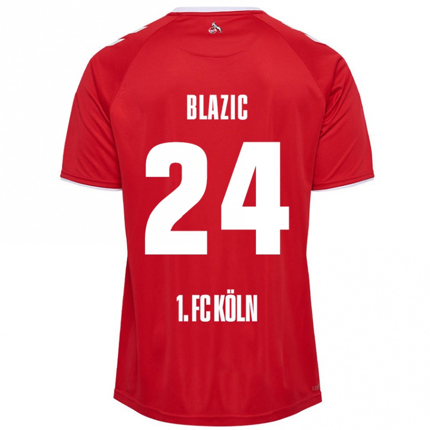 Homme Football Maillot Alessandro Blazic #24 Rouge Blanc Tenues Extérieur 2024/25