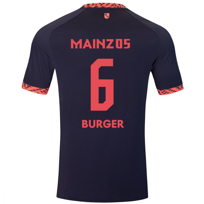 Homme Football Maillot Korbinian Burger #6 Bleu Corail Rouge Tenues Extérieur 2024/25