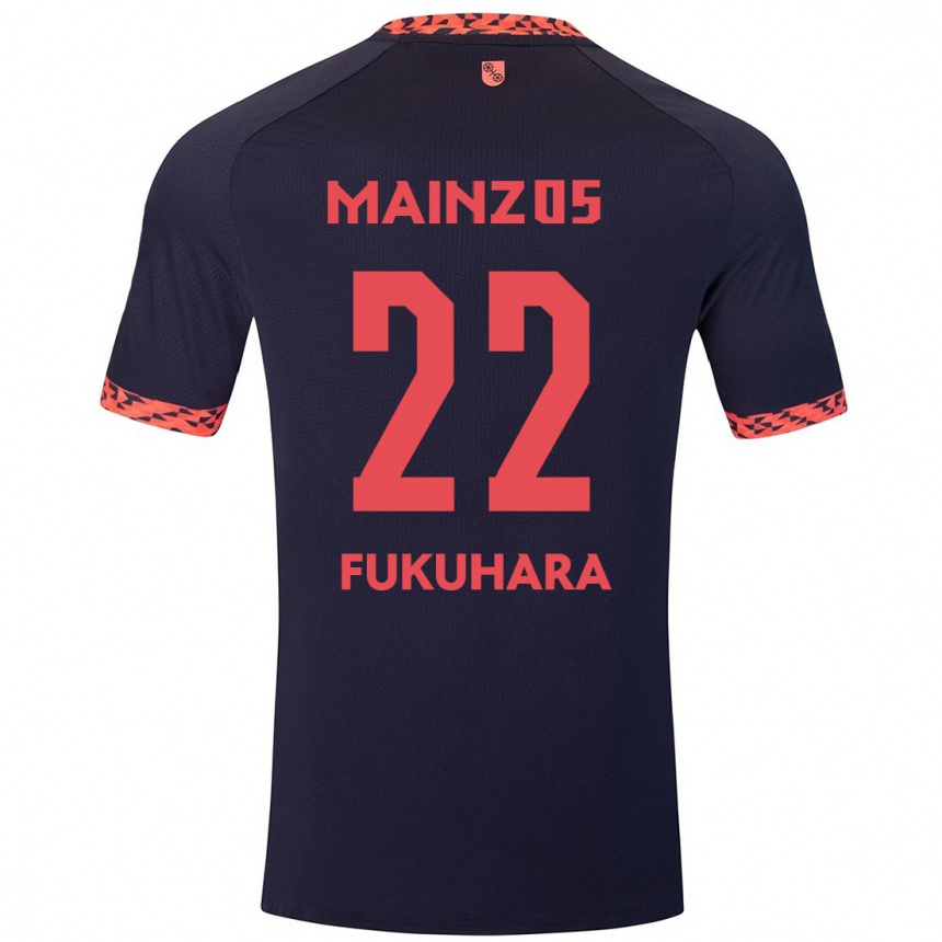 Homme Football Maillot Yuuka Fukuhara #22 Bleu Corail Rouge Tenues Extérieur 2024/25