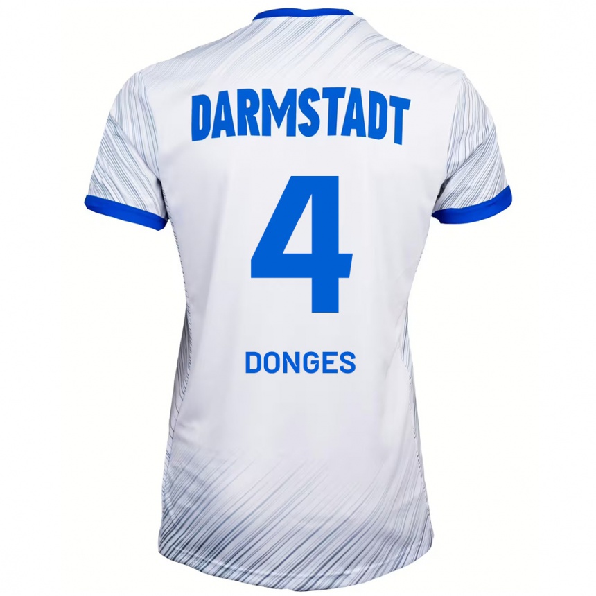 Homme Football Maillot Julian Donges #4 Blanc Bleu Tenues Extérieur 2024/25