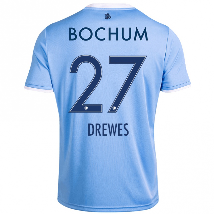 Homme Football Maillot Patrick Drewes #27 Bleu Ciel Tenues Extérieur 2024/25