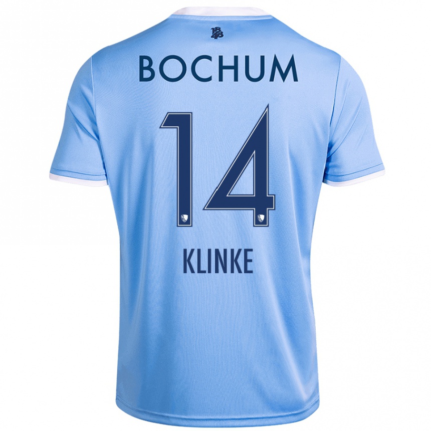 Homme Football Maillot Niklas Klinke #14 Bleu Ciel Tenues Extérieur 2024/25