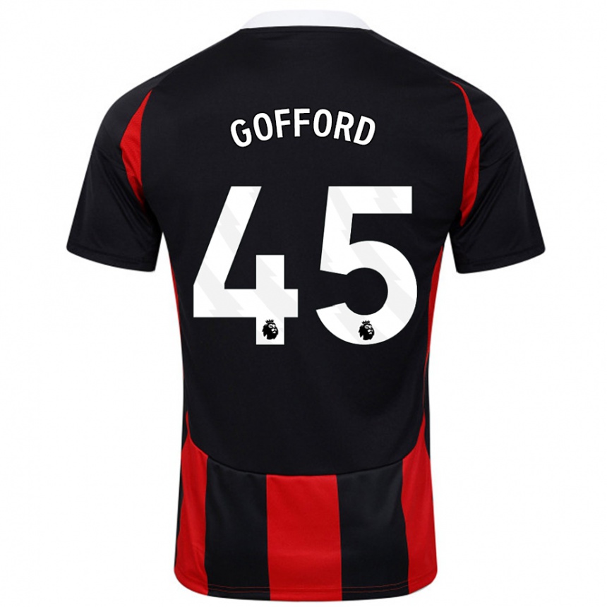 Homme Football Maillot Oliver Gofford #45 Noir Rouge Tenues Extérieur 2024/25