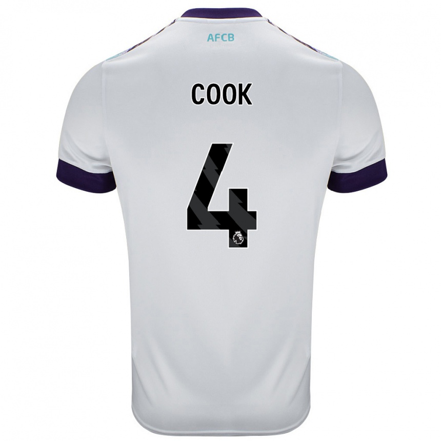 Homme Football Maillot Lewis Cook #4 Blanc Vert Violet Tenues Extérieur 2024/25