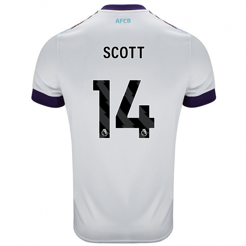 Homme Football Maillot Alex Scott #14 Blanc Vert Violet Tenues Extérieur 2024/25