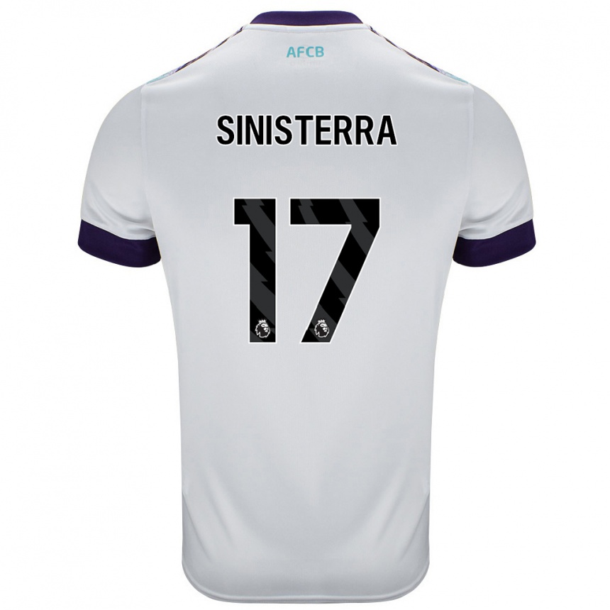 Homme Football Maillot Luis Sinisterra #17 Blanc Vert Violet Tenues Extérieur 2024/25