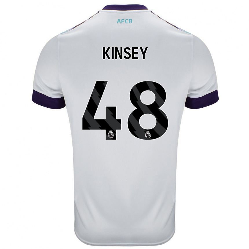 Homme Football Maillot Max Kinsey #48 Blanc Vert Violet Tenues Extérieur 2024/25