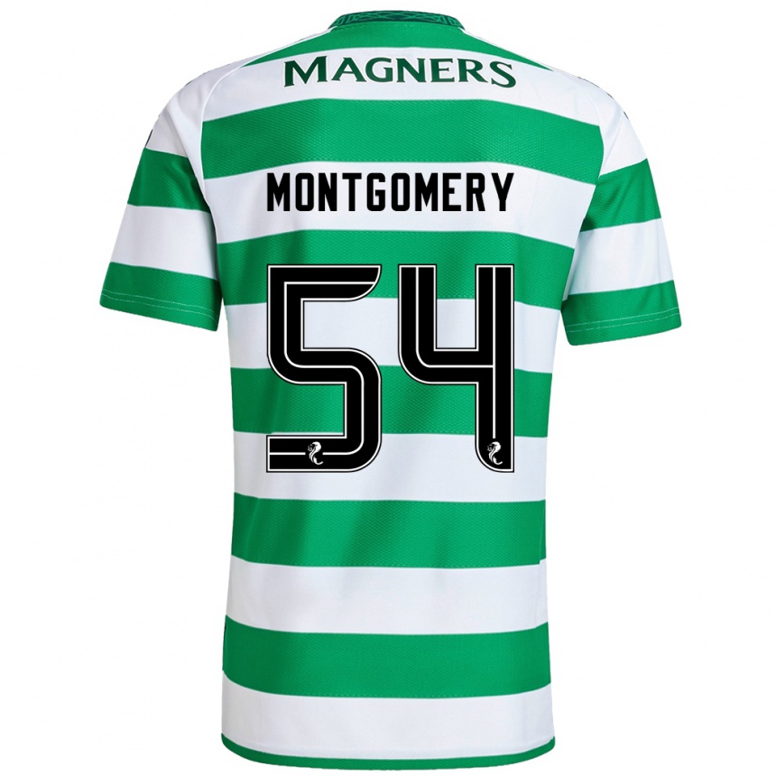 Femme Football Maillot Adam Montgomery #54 Vert Blanc Tenues Domicile 2024/25