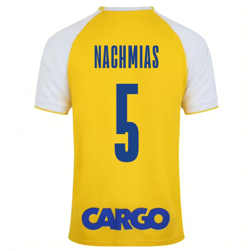 Femme Football Maillot Idan Nachmias #5 Jaune Blanc Tenues Domicile 2024/25