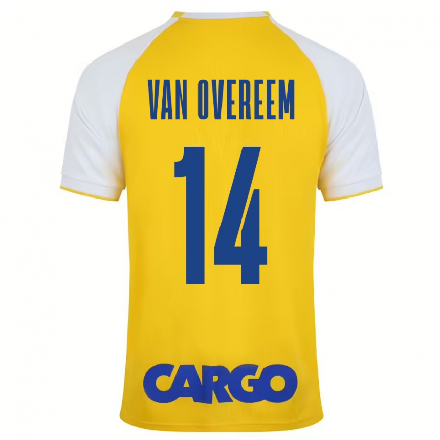 Femme Football Maillot Joris Van Overeem #14 Jaune Blanc Tenues Domicile 2024/25