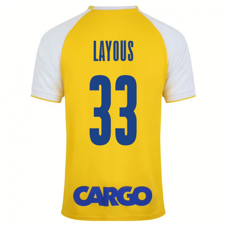 Femme Football Maillot Hisham Layous #33 Jaune Blanc Tenues Domicile 2024/25