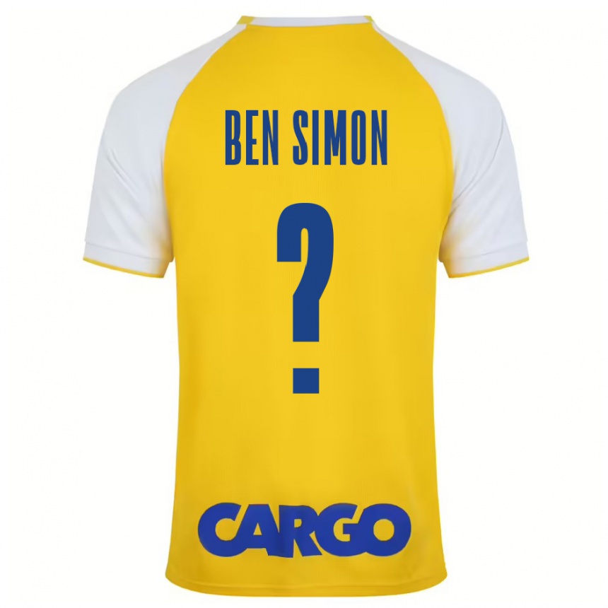 Femme Football Maillot Ilay Ben Simon #0 Jaune Blanc Tenues Domicile 2024/25