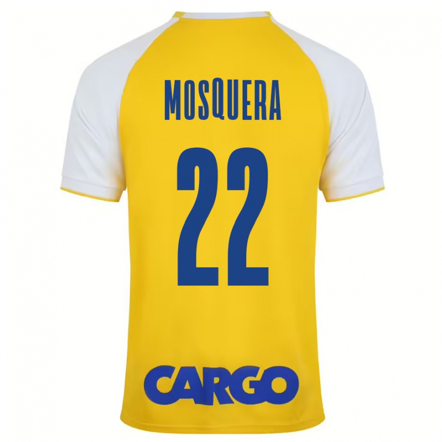 Femme Football Maillot Orlando Mosquera #22 Jaune Blanc Tenues Domicile 2024/25