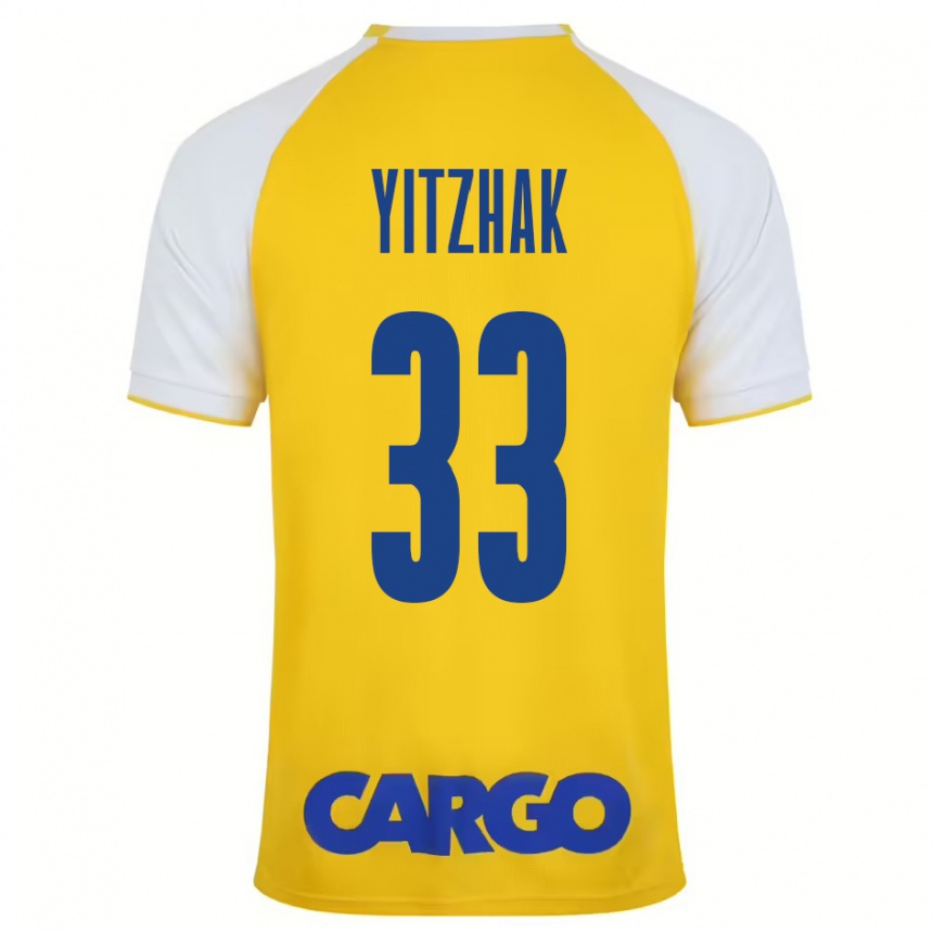 Femme Football Maillot Or Yitzhak #33 Jaune Blanc Tenues Domicile 2024/25