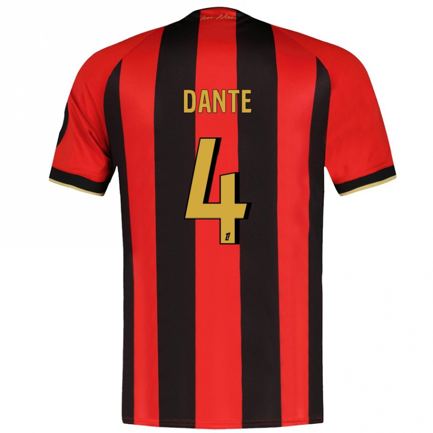 Femme Football Maillot Dante #4 Rouge Noir Tenues Domicile 2024/25