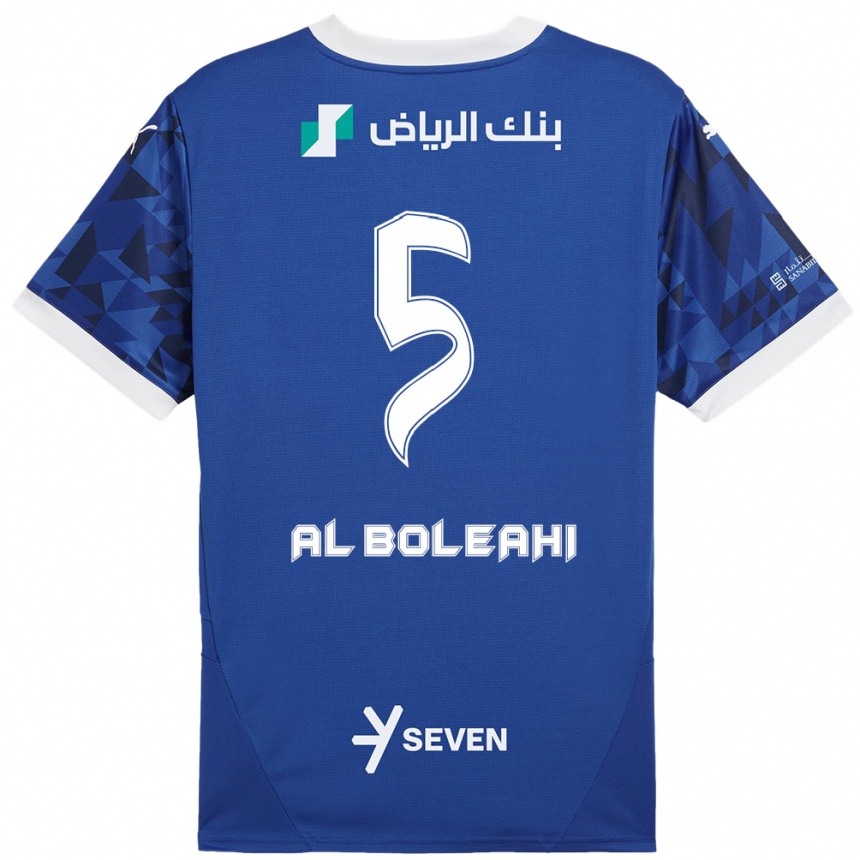 Femme Football Maillot Ali Al-Boleahi #5 Bleu Foncé Blanc Tenues Domicile 2024/25