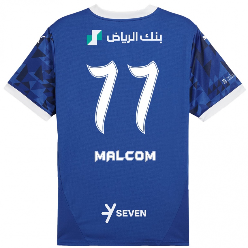 Femme Football Maillot Malcom #77 Bleu Foncé Blanc Tenues Domicile 2024/25