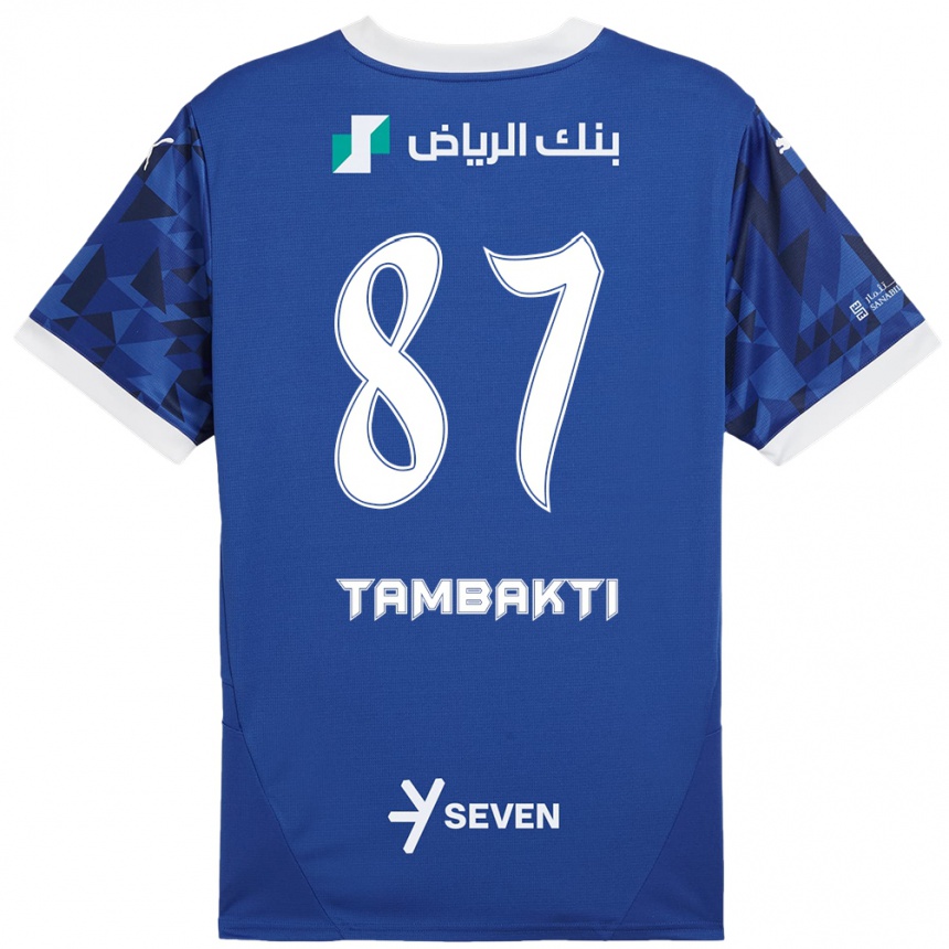 Femme Football Maillot Hassan Tambakti #87 Bleu Foncé Blanc Tenues Domicile 2024/25