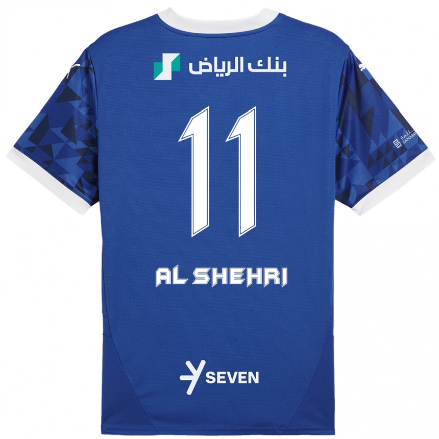 Femme Football Maillot Saleh Al-Shehri #11 Bleu Foncé Blanc Tenues Domicile 2024/25