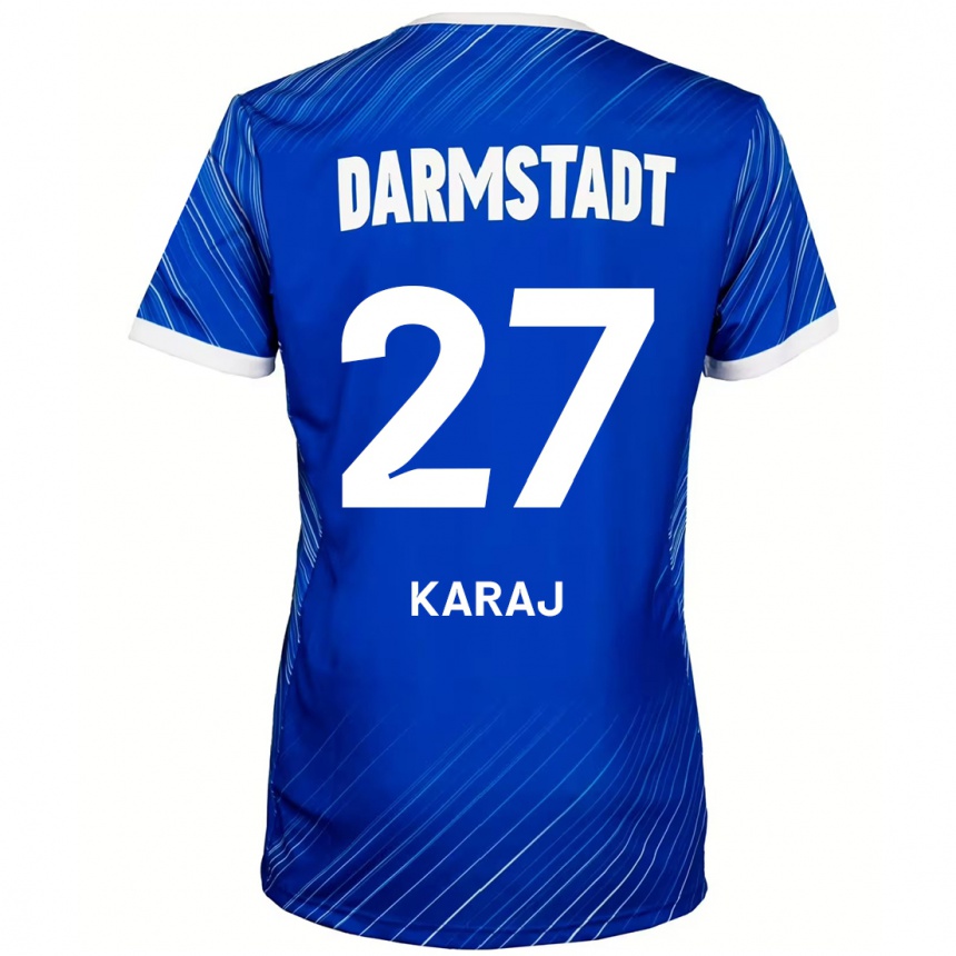 Femme Football Maillot Eraldo Karaj #27 Bleu Blanc Tenues Domicile 2024/25