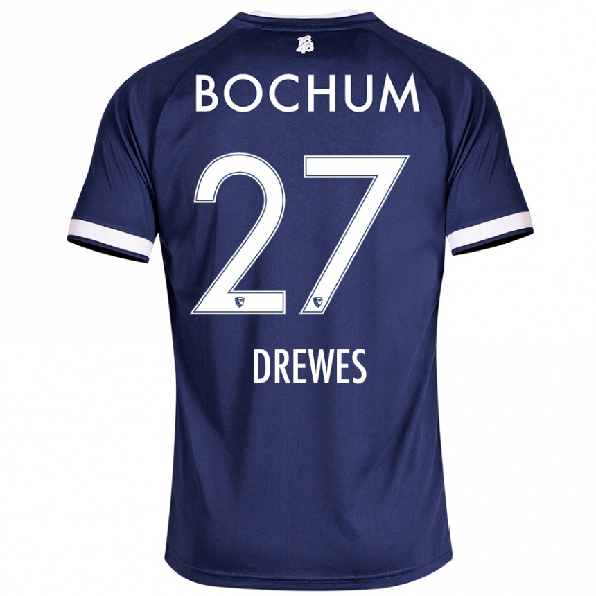 Femme Football Maillot Patrick Drewes #27 Bleu Foncé Tenues Domicile 2024/25