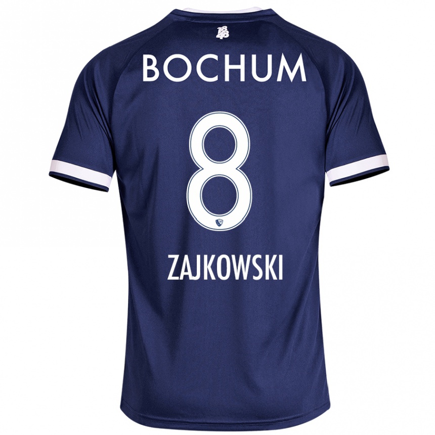 Femme Football Maillot Cedric Zajkowski #8 Bleu Foncé Tenues Domicile 2024/25