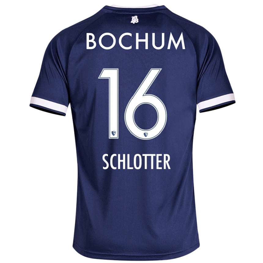 Femme Football Maillot Joel Schlotter #16 Bleu Foncé Tenues Domicile 2024/25