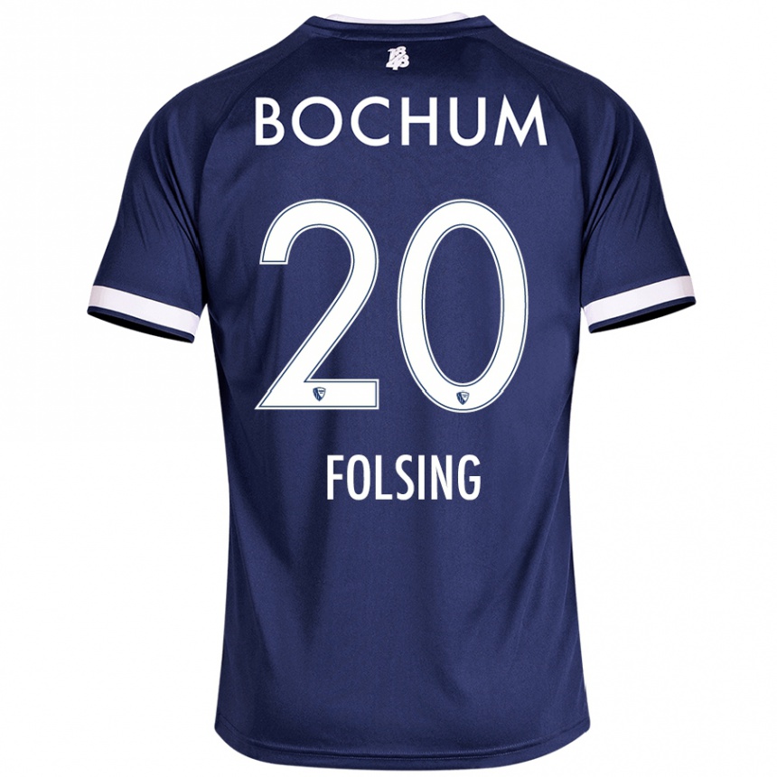 Femme Football Maillot Amelie Fölsing #20 Bleu Foncé Tenues Domicile 2024/25