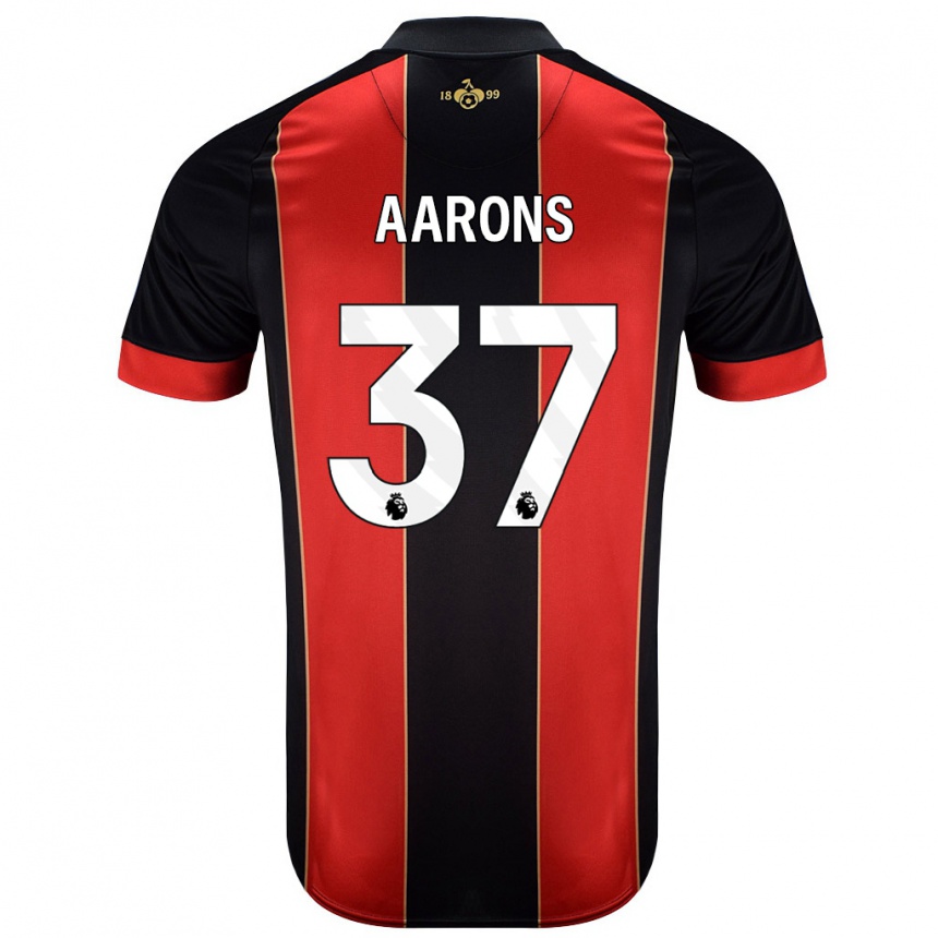 Femme Football Maillot Max Aarons #37 Rouge Noir Tenues Domicile 2024/25