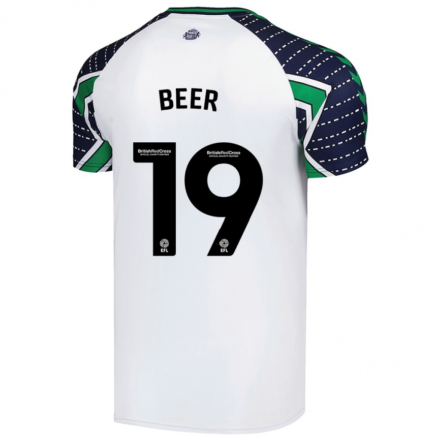 Femme Football Maillot Megan Beer #19 Blanc Tenues Extérieur 2024/25