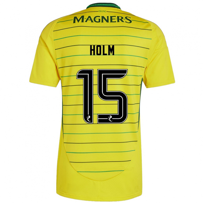 Femme Football Maillot Odin Thiago Holm #15 Jaune Tenues Extérieur 2024/25