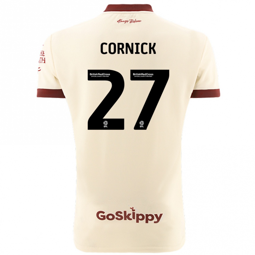 Femme Football Maillot Harry Cornick #27 Blanc Crème Tenues Extérieur 2024/25