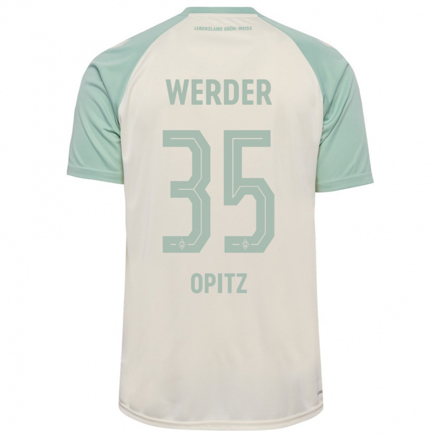 Femme Football Maillot Leon Opitz #35 Blanc Cassé Vert Clair Tenues Extérieur 2024/25