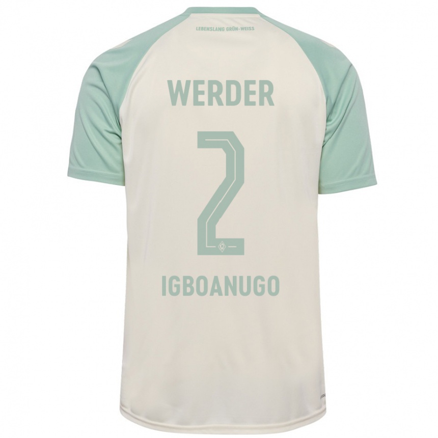 Femme Football Maillot David Igboanugo #2 Blanc Cassé Vert Clair Tenues Extérieur 2024/25