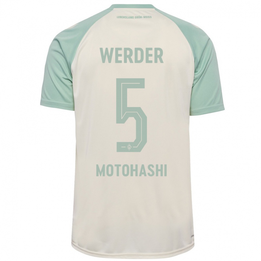 Femme Football Maillot Yuzuki Motohashi #5 Blanc Cassé Vert Clair Tenues Extérieur 2024/25