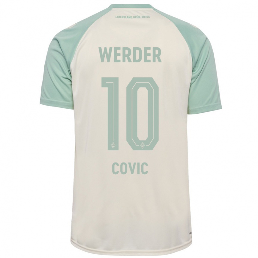 Femme Football Maillot Patrice Covic #10 Blanc Cassé Vert Clair Tenues Extérieur 2024/25