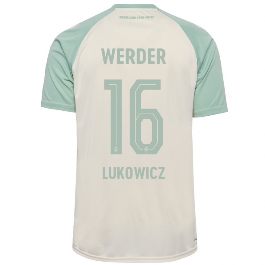 Femme Football Maillot Maik Lukowicz #16 Blanc Cassé Vert Clair Tenues Extérieur 2024/25