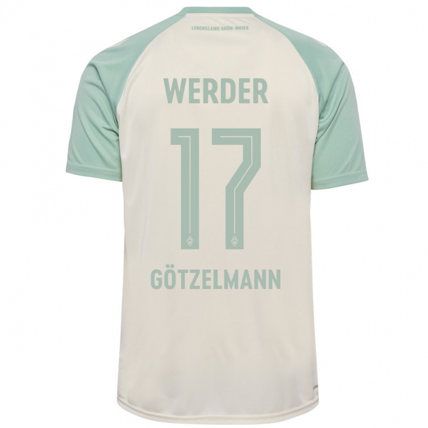 Femme Football Maillot Patrick Götzelmann #17 Blanc Cassé Vert Clair Tenues Extérieur 2024/25