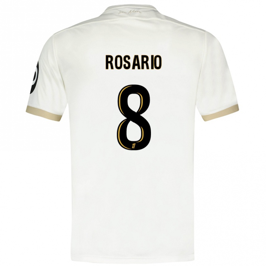 Femme Football Maillot Pablo Rosario #8 Blanc Doré Tenues Extérieur 2024/25