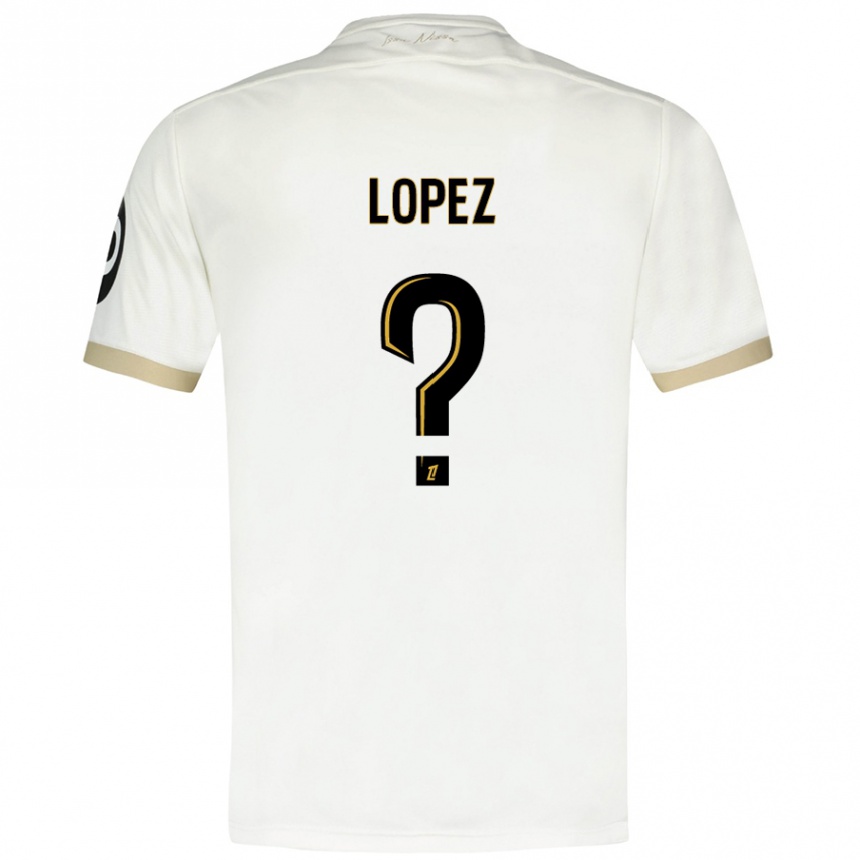 Femme Football Maillot Kylian Lopez #0 Blanc Doré Tenues Extérieur 2024/25