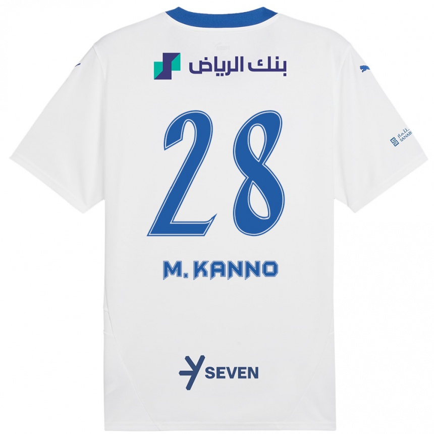 Femme Football Maillot Mohamed Kanno #28 Blanc Bleu Tenues Extérieur 2024/25