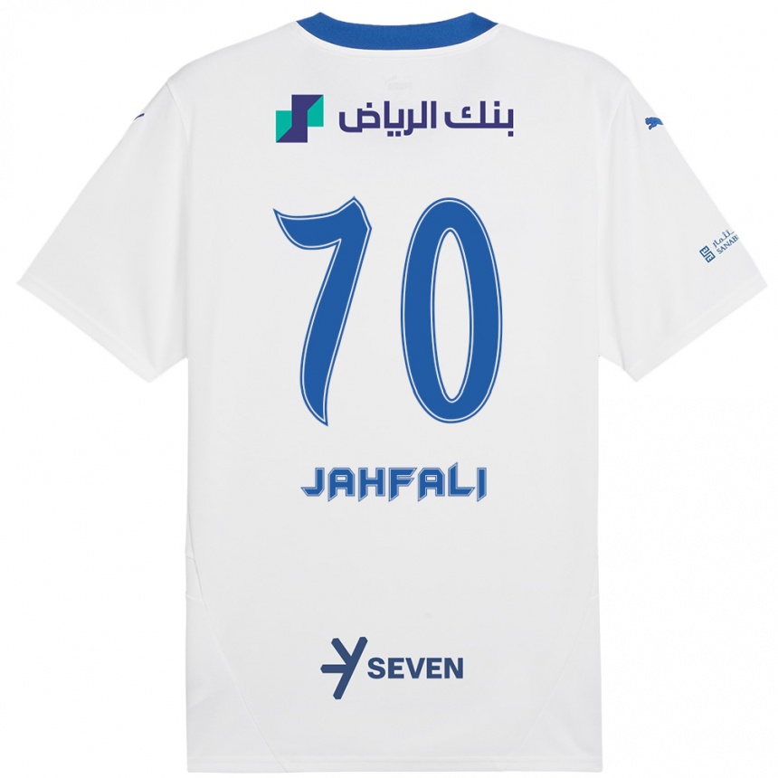 Femme Football Maillot Mohammed Jahfali #70 Blanc Bleu Tenues Extérieur 2024/25