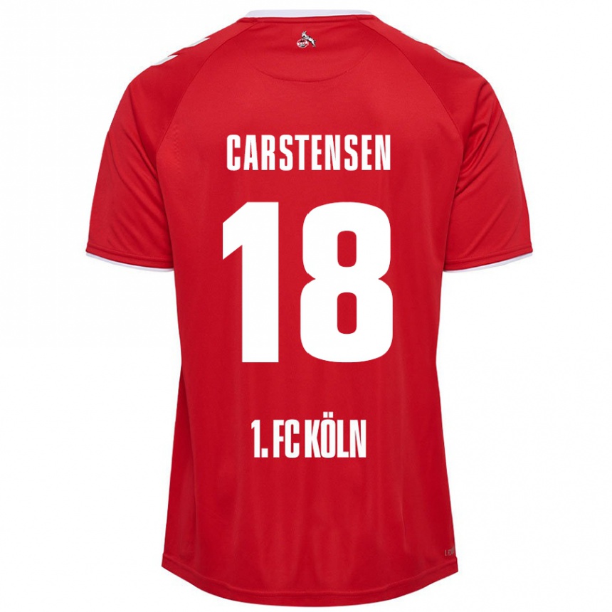 Femme Football Maillot Rasmus Carstensen #18 Rouge Blanc Tenues Extérieur 2024/25