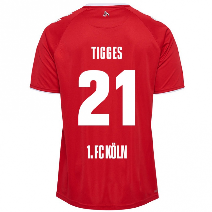 Femme Football Maillot Steffen Tigges #21 Rouge Blanc Tenues Extérieur 2024/25